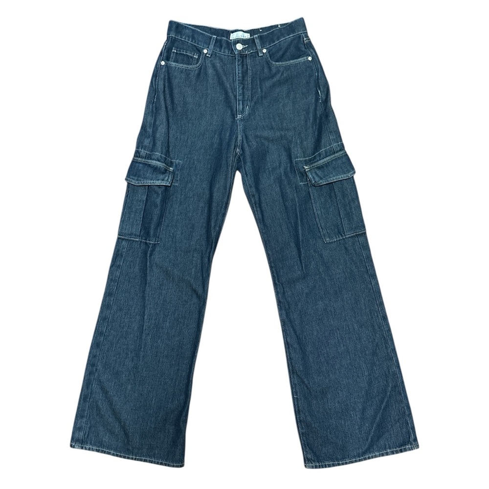 LOFT Dark Blue Cargo Wide Leg Denim Jeans Size: 27/4 - Picture 1 of 7